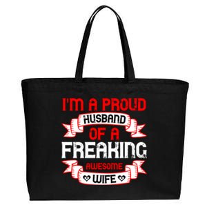 I'm A Proud Of A Freaking Awesome Wife Funny Couple Gift Cotton Canvas Jumbo Tote