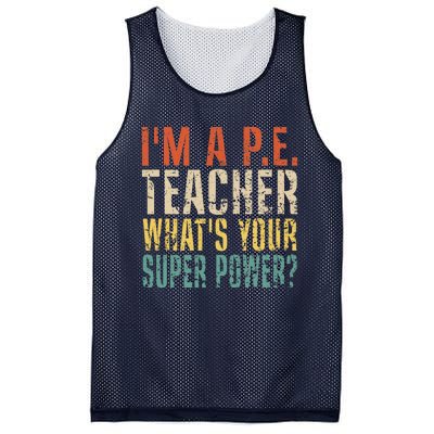 I'm A P.E. Teacher What's Your Super Power ? Funny Mesh Reversible Basketball Jersey Tank