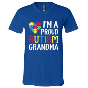 Im A Proud Autism Grandma Awareness Gift V-Neck T-Shirt