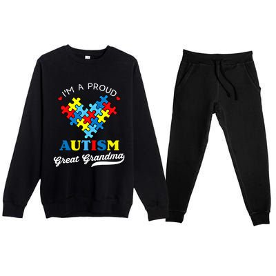 IM A Proud Great Grandma Autism Awareness Autistic Grandson Gift Premium Crewneck Sweatsuit Set