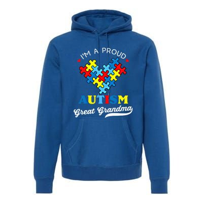 IM A Proud Great Grandma Autism Awareness Autistic Grandson Gift Premium Hoodie