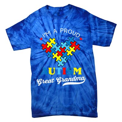 IM A Proud Great Grandma Autism Awareness Autistic Grandson Gift Tie-Dye T-Shirt