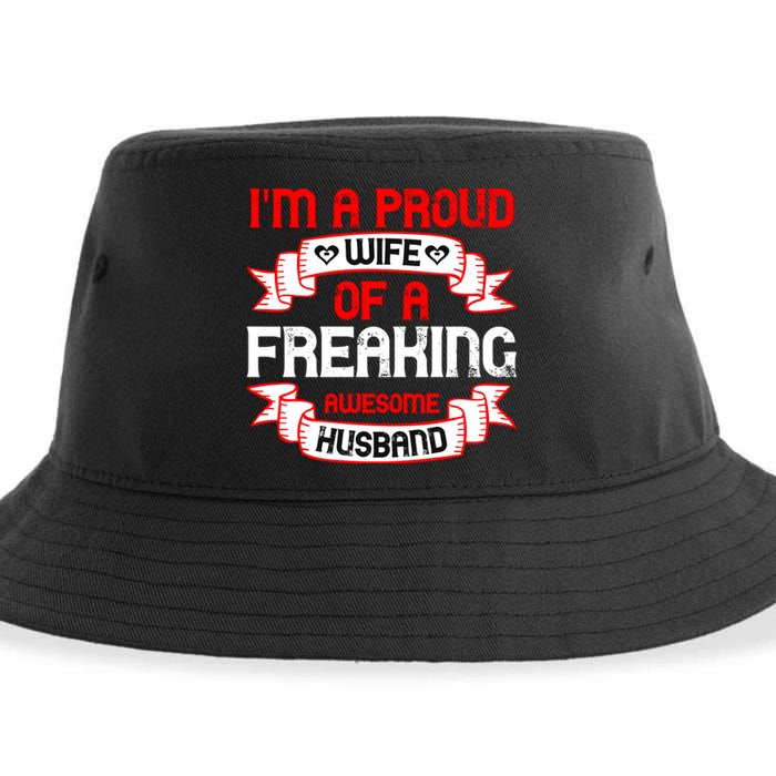 I'm A Proud Wife Of A Freaking Awesome Husband Funny Couple Gift Sustainable Bucket Hat