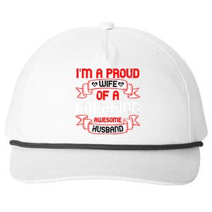 I'm A Proud Wife Of A Freaking Awesome Husband Funny Couple Gift Snapback Five-Panel Rope Hat