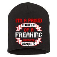 I'm A Proud Wife Of A Freaking Awesome Husband Funny Couple Gift Short Acrylic Beanie