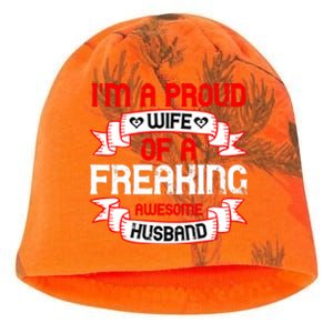 I'm A Proud Wife Of A Freaking Awesome Husband Funny Couple Gift Kati - Camo Knit Beanie