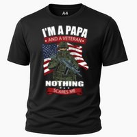 I'm A Papa And A Veteran Nothing Scares Me Usa Flag Gift Cooling Performance Crew T-Shirt