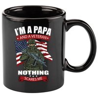 I'm A Papa And A Veteran Nothing Scares Me Usa Flag Gift 11oz C Handle Ceramic Mug