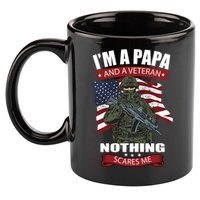 I'm A Papa And A Veteran Nothing Scares Me Usa Flag Gift 11oz C Handle Ceramic Mug