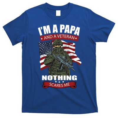 I'm A Papa And A Veteran Nothing Scares Me Usa Flag Gift T-Shirt