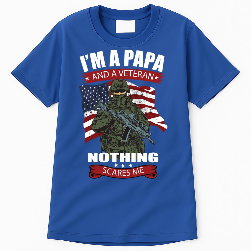 I'm A Papa And A Veteran Nothing Scares Me Usa Flag Gift Tall T-Shirt