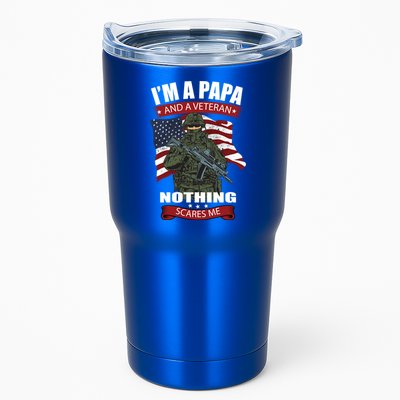 I'm A Papa And A Veteran Nothing Scares Me Usa Flag Gift Tumbler