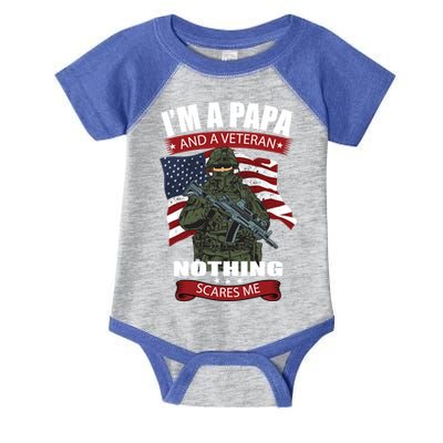I'm A Papa And A Veteran Nothing Scares Me Usa Flag Gift Infant Baby Jersey Bodysuit
