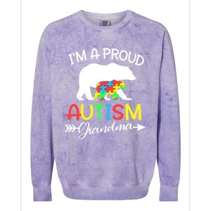 I'm A Proud Autism Grandma Bear Puzzle Autism Awareness Gift Colorblast Crewneck Sweatshirt