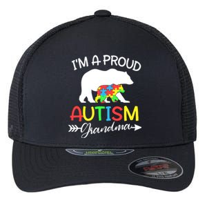 I'm A Proud Autism Grandma Bear Puzzle Autism Awareness Gift Flexfit Unipanel Trucker Cap