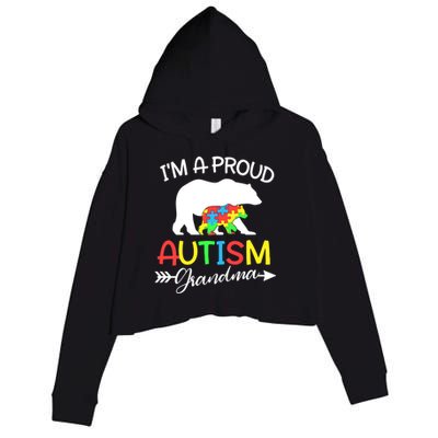 I'm A Proud Autism Grandma Bear Puzzle Autism Awareness Gift Crop Fleece Hoodie