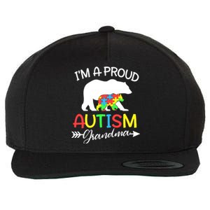 I'm A Proud Autism Grandma Bear Puzzle Autism Awareness Gift Wool Snapback Cap