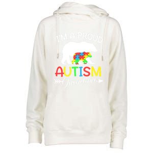 I'm A Proud Autism Grandma Bear Puzzle Autism Awareness Gift Womens Funnel Neck Pullover Hood