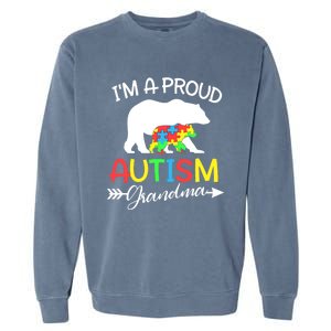 I'm A Proud Autism Grandma Bear Puzzle Autism Awareness Gift Garment-Dyed Sweatshirt