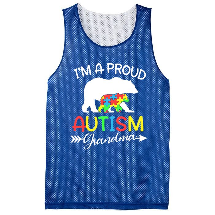 I'm A Proud Autism Grandma Bear Puzzle Autism Awareness Gift Mesh Reversible Basketball Jersey Tank