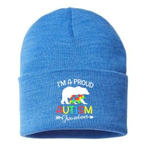 I'm A Proud Autism Grandma Bear Puzzle Autism Awareness Gift Sustainable Knit Beanie