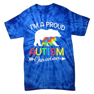 I'm A Proud Autism Grandma Bear Puzzle Autism Awareness Gift Tie-Dye T-Shirt