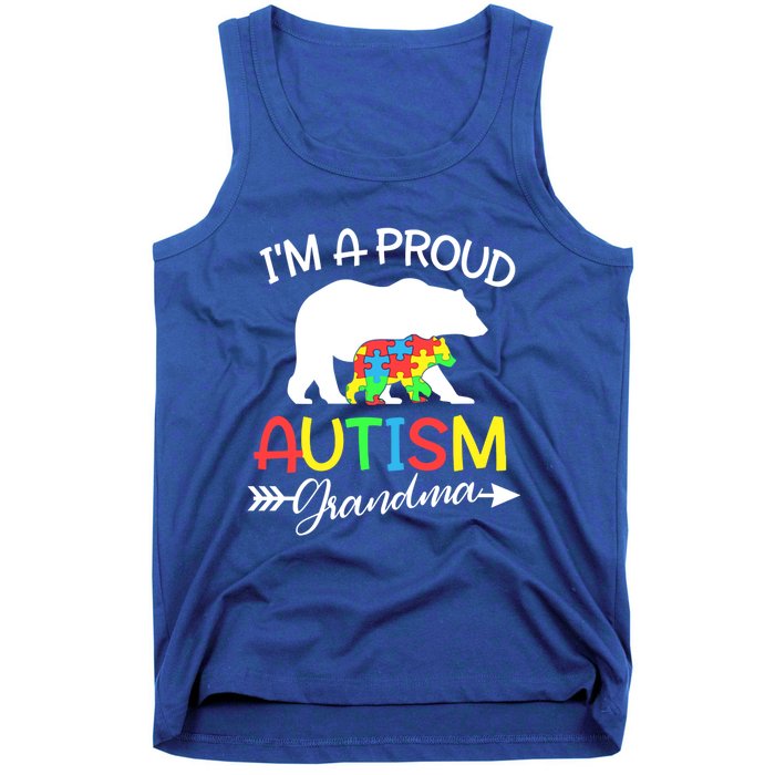 I'm A Proud Autism Grandma Bear Puzzle Autism Awareness Gift Tank Top