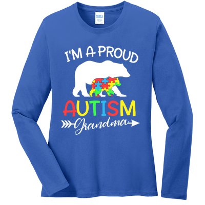 I'm A Proud Autism Grandma Bear Puzzle Autism Awareness Gift Ladies Long Sleeve Shirt