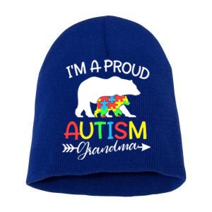 I'm A Proud Autism Grandma Bear Puzzle Autism Awareness Gift Short Acrylic Beanie