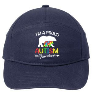 I'm A Proud Autism Grandma Bear Puzzle Autism Awareness Gift 7-Panel Snapback Hat