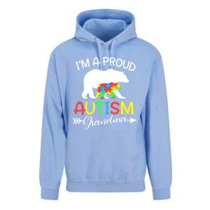 I'm A Proud Autism Grandma Bear Puzzle Autism Awareness Gift Unisex Surf Hoodie