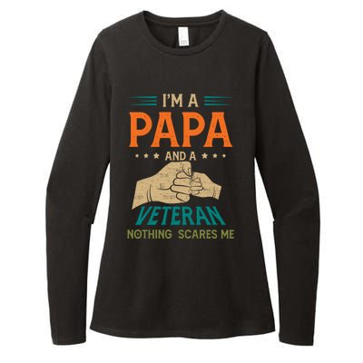 I'm A Papa And A Veteran Nothing Scares Me Grandpa Funny Gift Womens CVC Long Sleeve Shirt