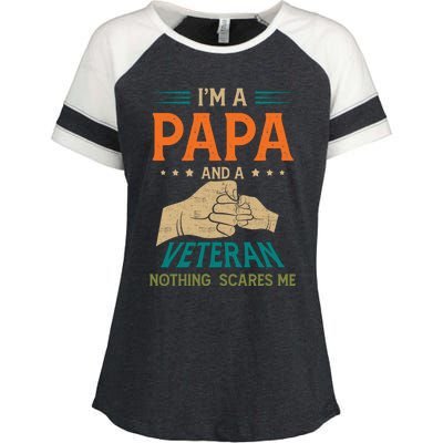 I'm A Papa And A Veteran Nothing Scares Me Grandpa Funny Gift Enza Ladies Jersey Colorblock Tee