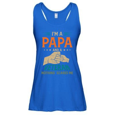 I'm A Papa And A Veteran Nothing Scares Me Grandpa Funny Gift Ladies Essential Flowy Tank