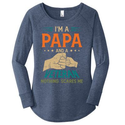 I'm A Papa And A Veteran Nothing Scares Me Grandpa Funny Gift Women's Perfect Tri Tunic Long Sleeve Shirt