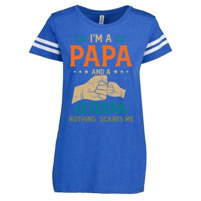 I'm A Papa And A Veteran Nothing Scares Me Grandpa Funny Gift Enza Ladies Jersey Football T-Shirt