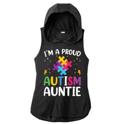 IM A Proud Autism Auntie Gift Ladies PosiCharge Tri-Blend Wicking Draft Hoodie Tank