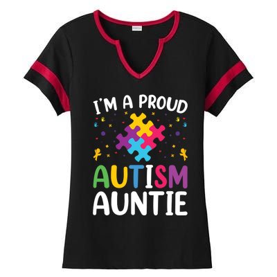 IM A Proud Autism Auntie Gift Ladies Halftime Notch Neck Tee