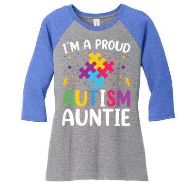 IM A Proud Autism Auntie Gift Women's Tri-Blend 3/4-Sleeve Raglan Shirt