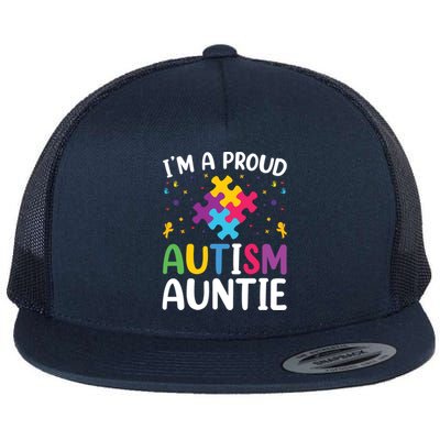 IM A Proud Autism Auntie Gift Flat Bill Trucker Hat