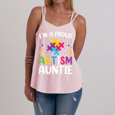 IM A Proud Autism Auntie Gift Women's Strappy Tank