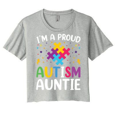 IM A Proud Autism Auntie Gift Women's Crop Top Tee