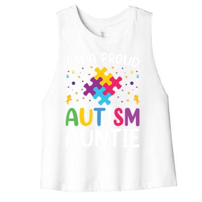 IM A Proud Autism Auntie Gift Women's Racerback Cropped Tank