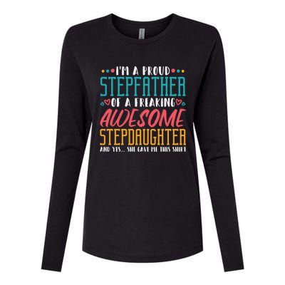 I'm A Proud Stepfather Of A Awesome Stepdaughter Stepdad Gift Womens Cotton Relaxed Long Sleeve T-Shirt