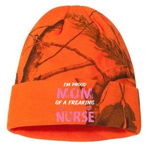 I'm A Proud Mom Of A Freaking Awesome Nurse Distressed Text Kati Licensed 12" Camo Beanie