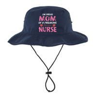 I'm A Proud Mom Of A Freaking Awesome Nurse Distressed Text Legacy Cool Fit Booney Bucket Hat