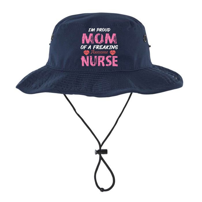 I'm A Proud Mom Of A Freaking Awesome Nurse Distressed Text Legacy Cool Fit Booney Bucket Hat