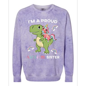 IM A Proud Sister Unicorn Autism Awareness Puzzle Gift Colorblast Crewneck Sweatshirt