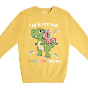 IM A Proud Sister Unicorn Autism Awareness Puzzle Gift Premium Crewneck Sweatshirt