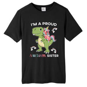 IM A Proud Sister Unicorn Autism Awareness Puzzle Gift Tall Fusion ChromaSoft Performance T-Shirt